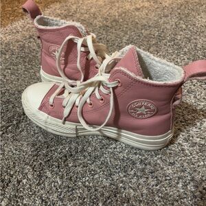 pink leather converse